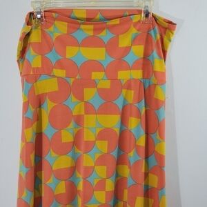 Lularoe Maxi Skirt Yoga Waist Dress Geo Retro Pattern Silky Smooth Large